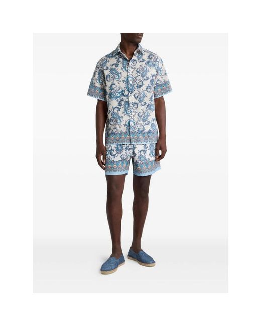 Etro Blue Short Sleeve Shirts for men