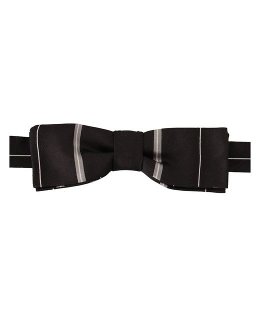 Dolce & Gabbana Schwarze graue futter seiden hals papillon krawatte in Black für Herren