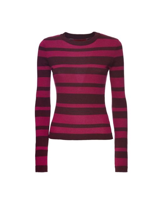 LaDoubleJ Truien & Vesten ,Roze ,Katoen Gestreept Crewneck in het Red