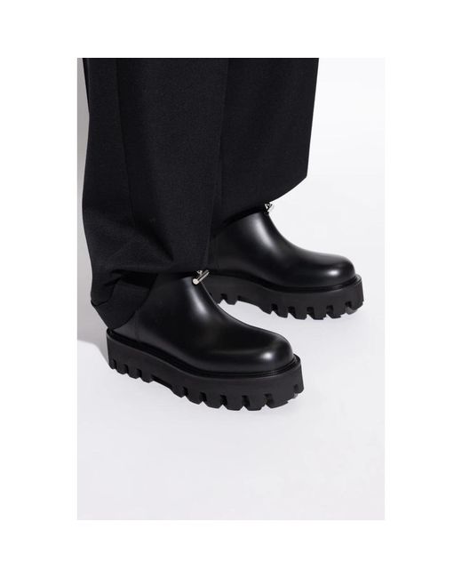 Alexander McQueen Black Leder Plateauschuhe