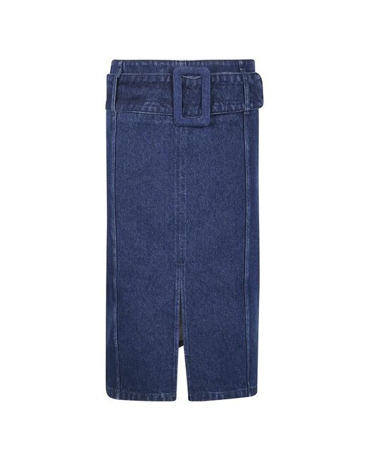 Patou Blue Midi Gürtelrock
