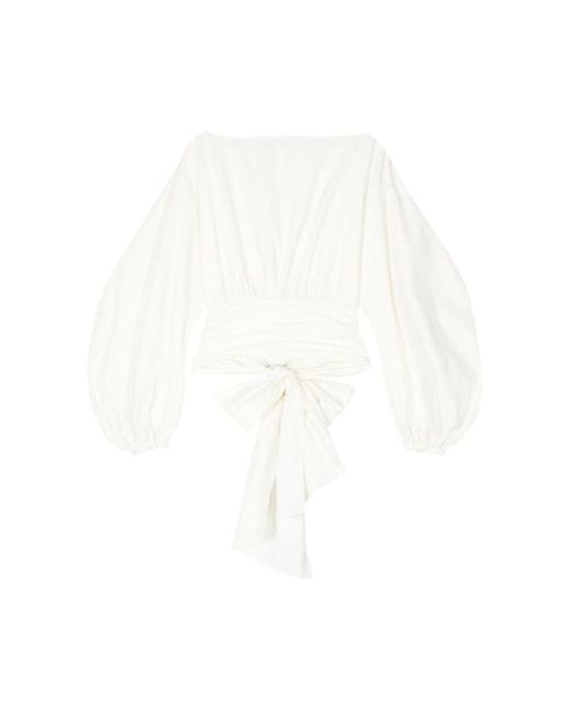 Del Core Poplin Bootnek Top in het White