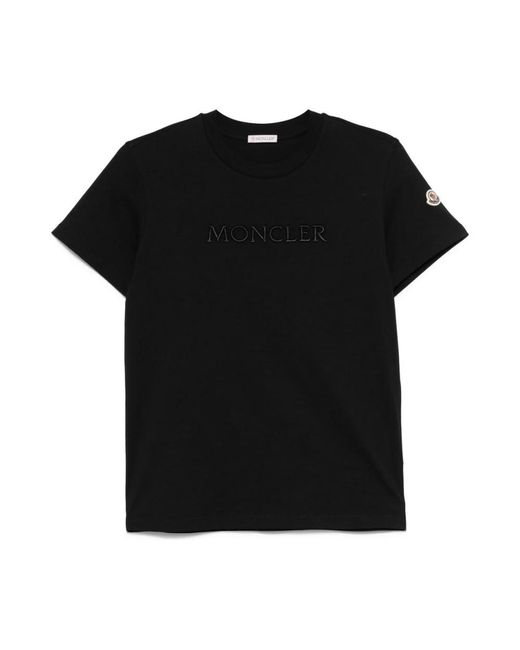 Patch logo nero collo a giro t-shirt di Moncler in Black
