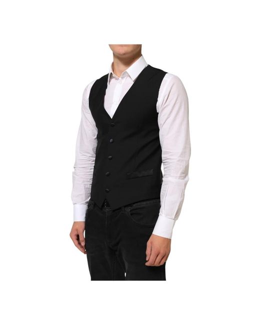 Dolce & Gabbana Black Suit Vests for men