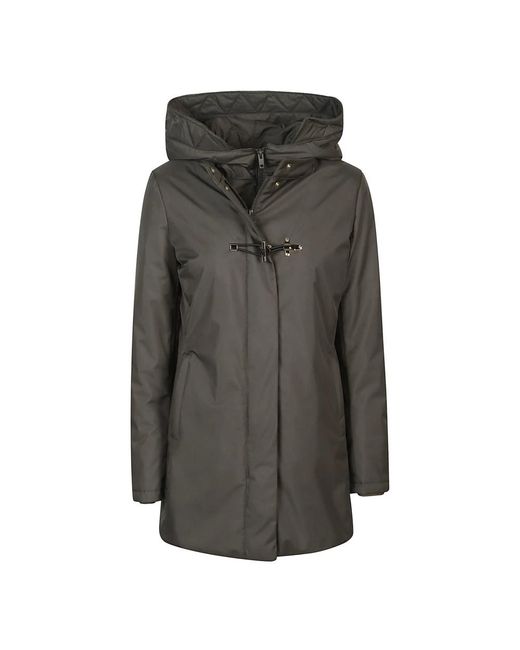 Fay Jassen ,Grijs ,Polyester Double Front Toggle Coat in het Gray