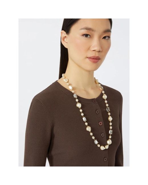 Weekend by Maxmara Brown Perlen- Und Nietenhalskettenzubehör
