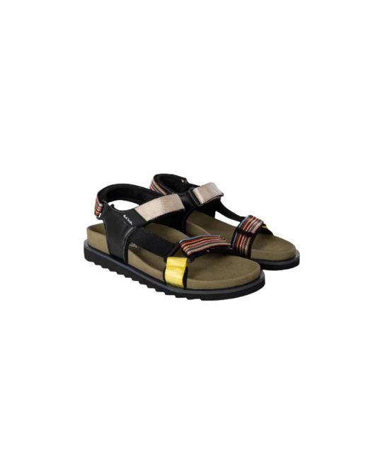 Paul Smith Black Caliban Signature Stripe Sandals for men