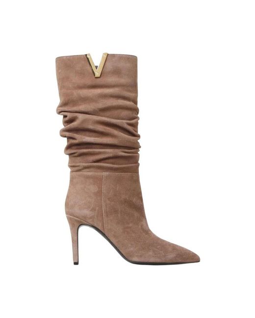 Via Roma 15 Brown Schwarze Wildleder Kniehohe Slouch Stiefel