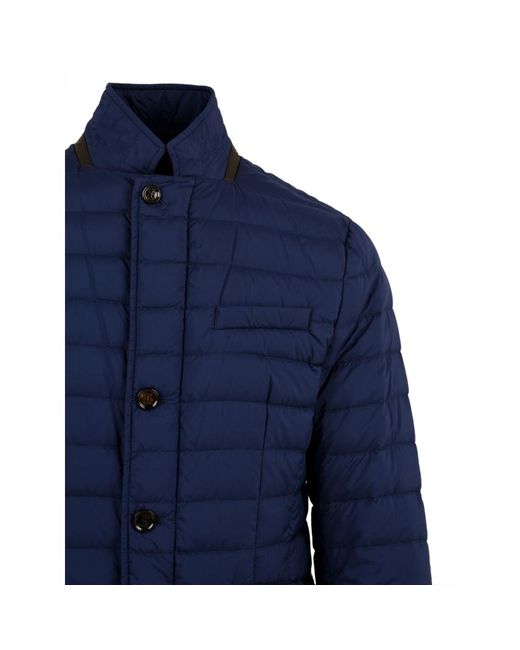 Moorer Jassen ,Blauw ,Gewatteerde Leren Jas Met Rits En Hoornknopen in het Blue voor heren