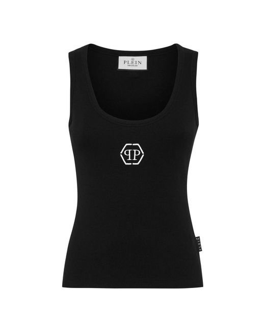 Top Sin Mangas Hexagonal Philipp Plein de color Black