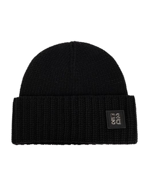 DSquared² Mütze Mit Logo-Patch in Black für Herren