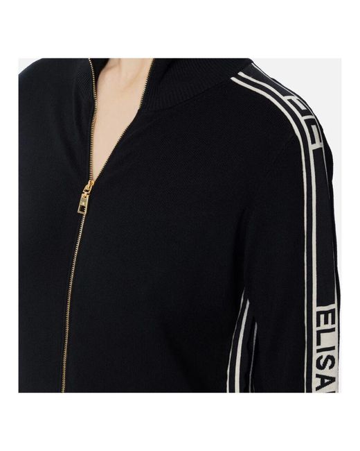 Elisabetta Franchi Black Strickpullover,grafischer reißverschluss-cardigan pullover