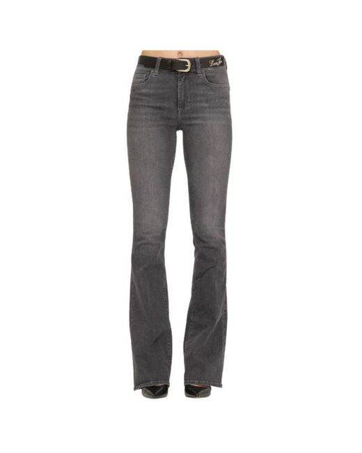 Liu Jo Jeans ,Grijs ,Katoen Wijd Uitlopende High-Waisted Jeans Met Versieringen in het Gray