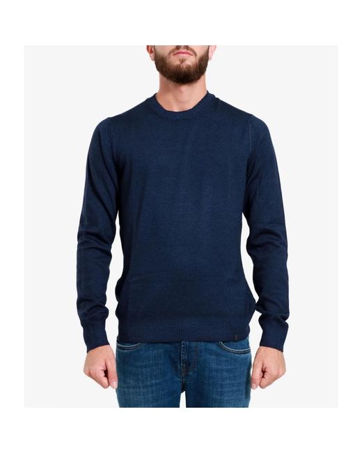 Fay Round-Neck Knitwear in het Blue voor heren