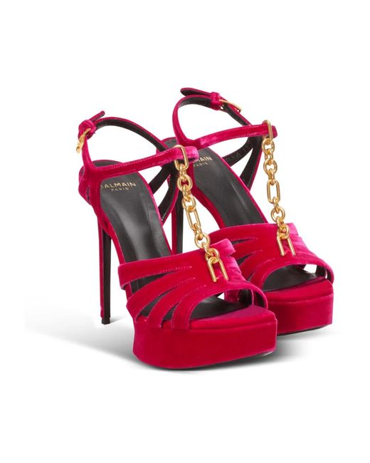 Balmain Red Sync Plateau-Sandalen