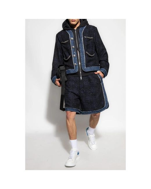 DSquared² Korte Broeken ,Blauw ,Wol Shorts Gemaakt Van Gecombineerde Stoffen in het Blue voor heren
