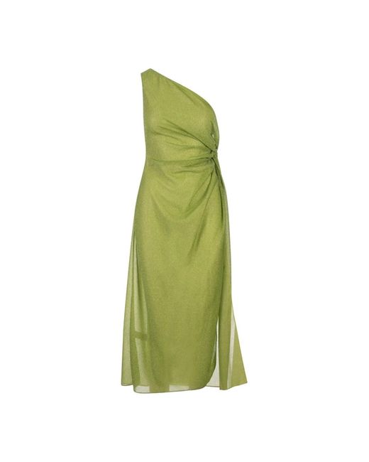 Oseree Green Grünes one-shoulder midi kleid