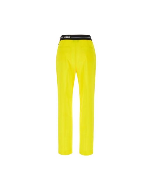 MSGM Broeken ,Geel ,Wol Logo Tailleband Taps Toelopende Broek in het Yellow