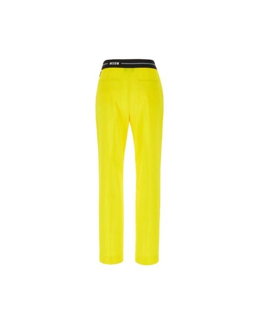 MSGM Yellow Slim-Fit Trousers