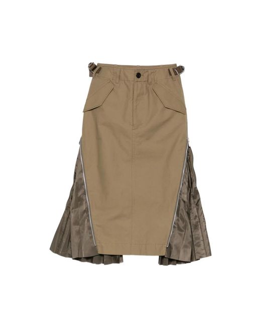 Sacai Green Midi Skirts