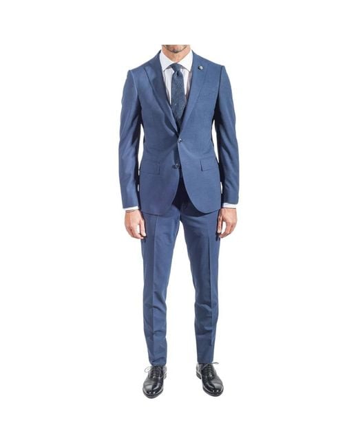 Lubiam Blue Single Breasted Suits for men