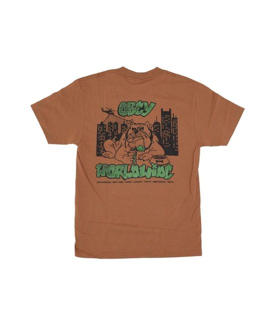 Obey Tops ,Bruin ,Katoen Klassieke City Watch Dog Tee Bruin in het Brown voor heren