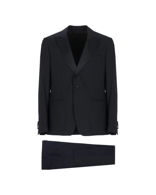 Lardini Kostuums ,Blauw ,Wol Blauw Double-Breasted Wollen Pak Met Piekrevers in het Black voor heren