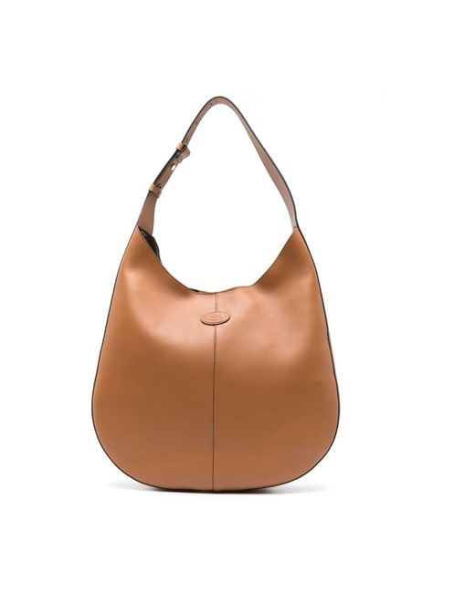 Tod's Brown Braune leder-schultertasche mit abnehmbarer tasche