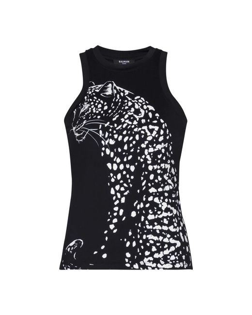 Balmain Tops ,Zwart ,Luipaardprint Tanktop in het Black