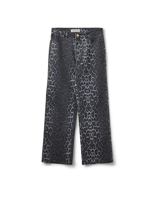 Sofie Schnoor Broeken ,Veelkleurig ,Luipaardprint Broek Blauw in het Gray