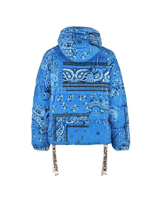 Khrisjoy Corduroy Kapuzen-Daunenjacke Mit Logo-Bändern in Blue für Herren