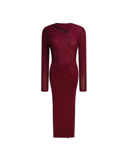 Self-Portrait Knitted Dresses in het Red
