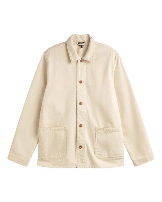 A.P.C. Jassen ,Katoen Geborduurde Kerlouan Jas in het Natural voor heren