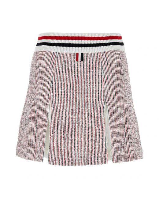Thom Browne Rokken ,Veelkleurig ,Tweed Rwb Gestreepte Tweed Plooirok in het Brown
