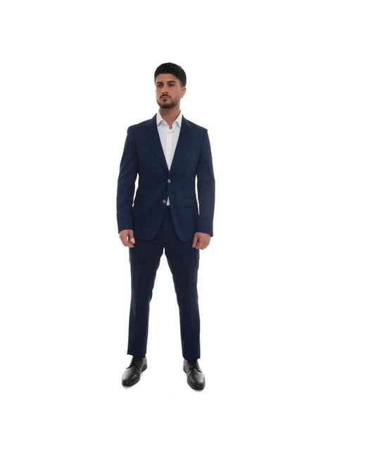 HUGO Kostuums ,Blauw ,Linnen Linnen Jurk Met Slubtextuur En Revers in het Blue voor heren