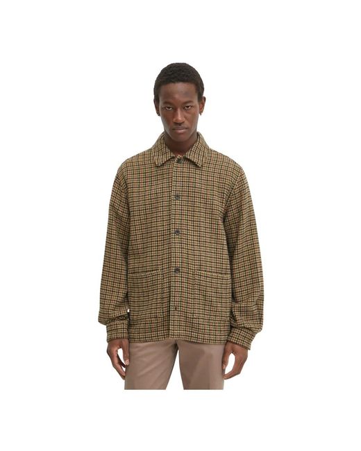 Les Deux Houndstooth Overshirt in het Brown voor heren