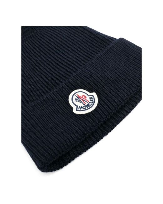 Moncler Blue Rippstrick-Mütze