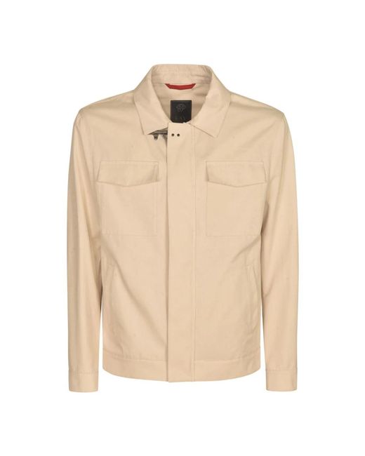 Fay Jassen ,Wol Zip-Up Over Shirt Jacket in het Natural voor heren
