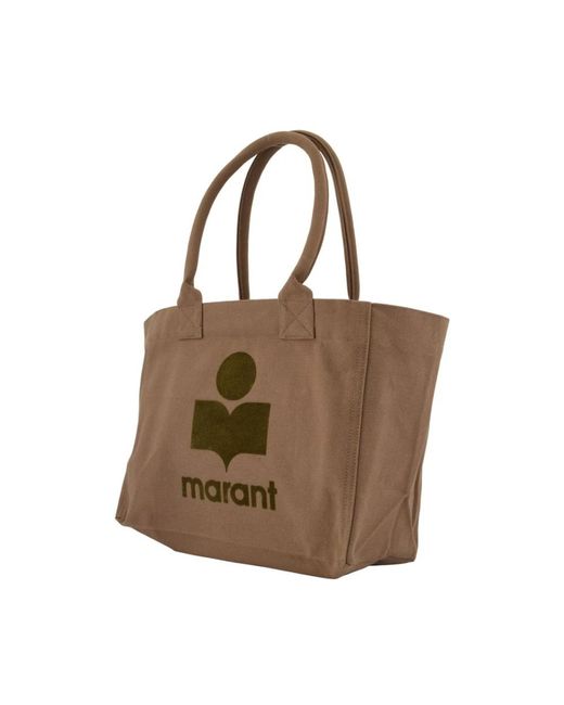 Isabel Marant Brown Khaki Baumwoll Shopper Tasche