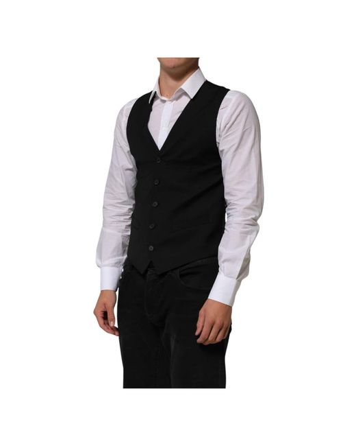 Dolce & Gabbana Black Waistcoats for men