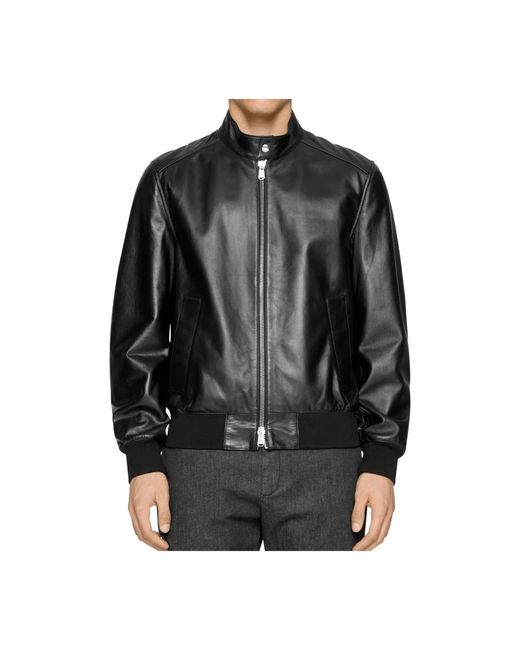 Dondup Black Leather Jackets for men
