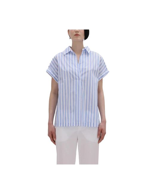 Aspesi Blue Seiden- Und Baumwollblusenshirt