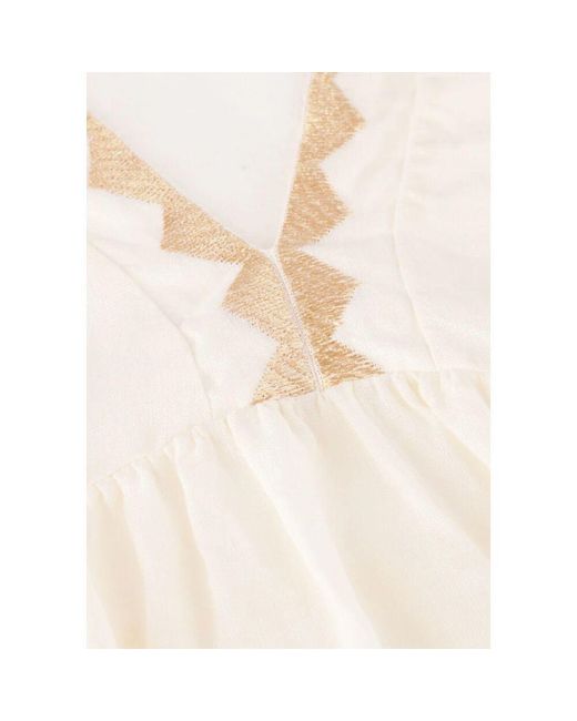 Greek Archaic Kori Natural Ecru Mini Kleid Für Sommertage