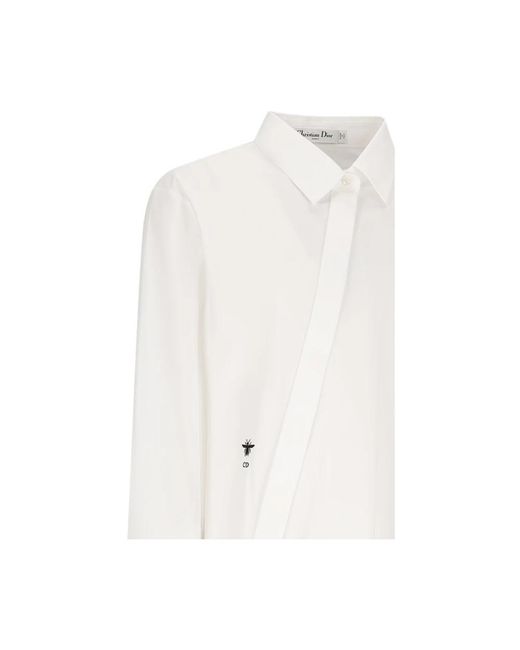 Dior Overhemden ,Wit ,Katoen Shirt Met Schuine Sluiting in het White