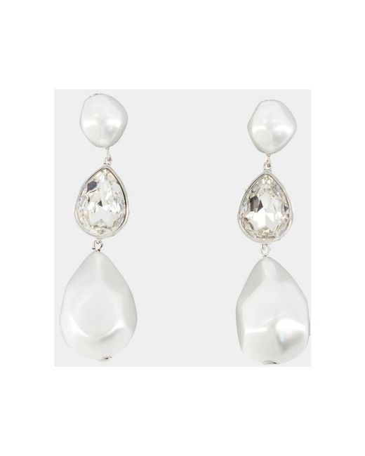 Self-Portrait Earrings in het White