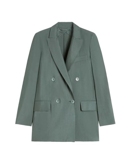 Max Mara Jassen ,Groen ,Wol Double-Breasted Blazer Van Wol En Zijde in het Green