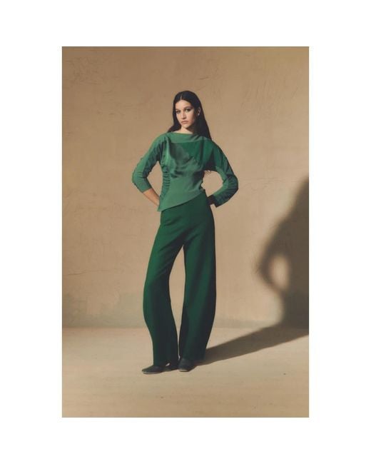 Cortana Green Straight Trousers