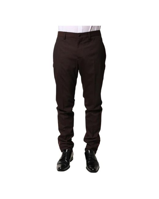 Dolce & Gabbana Broeken ,Bruin ,Wol Dress Pants in het Black voor heren