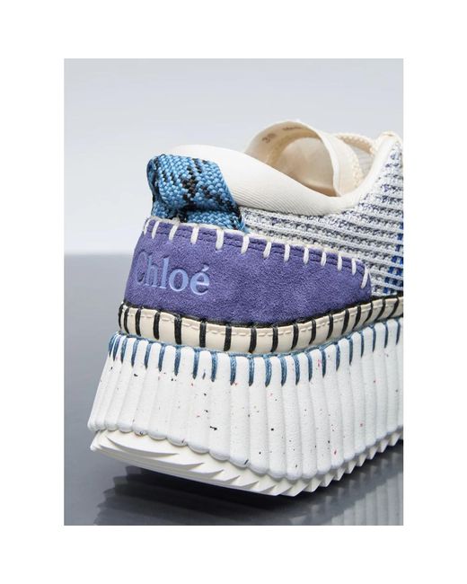 Chloé Blue Sneakers mit gewebten und wildleder-elementen