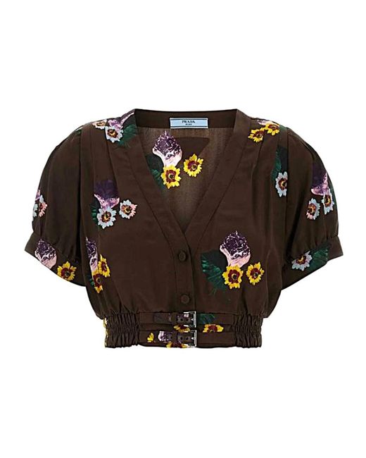 Prada Overhemden ,Veelkleurig ,Polyester Stijlvolle Shirt Voor Mannen En Vrouwen in het Black